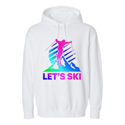 Retro Ski Vintage 80s 90s Skiing Outfit Garment-Dyed Fleece Hoodie