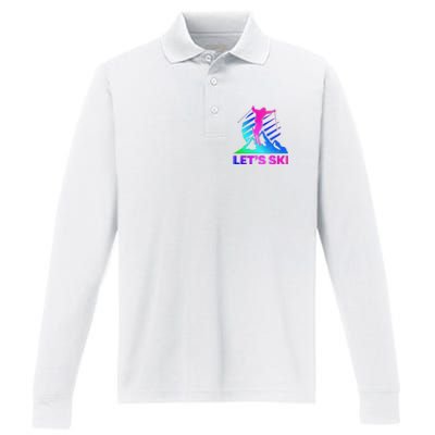 Retro Ski Vintage 80s 90s Skiing Outfit Performance Long Sleeve Polo