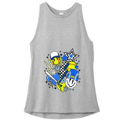 Retro Softball Vibes Funny Softball Smile Face Meme Ladies PosiCharge Tri-Blend Wicking Tank