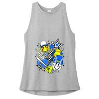 Retro Softball Vibes Funny Softball Smile Face Meme Ladies PosiCharge Tri-Blend Wicking Tank