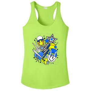 Retro Softball Vibes Funny Softball Smile Face Meme Ladies PosiCharge Competitor Racerback Tank