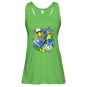 Retro Softball Vibes Funny Softball Smile Face Meme Ladies Essential Flowy Tank