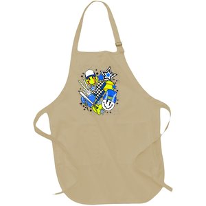 Retro Softball Vibes Funny Softball Smile Face Meme Full-Length Apron With Pockets