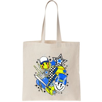 Retro Softball Vibes Funny Softball Smile Face Meme Bag