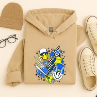 Retro Softball Vibes Funny Softball Smile Face Meme Hoodie