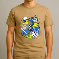 Retro Softball Vibes Funny Softball Smile Face Meme T-Shirt