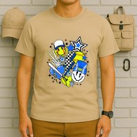 Retro Softball Vibes Funny Softball Smile Face Meme T-Shirt
