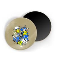 Retro Softball Vibes Funny Softball Smile Face Meme Magnet