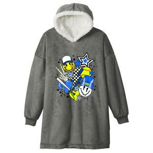 Retro Softball Vibes Funny Softball Smile Face Meme Hooded Wearable Blanket