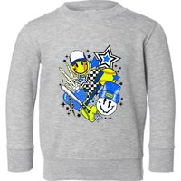 Retro Softball Vibes Funny Softball Smile Face Meme Toddler Sweatshirt