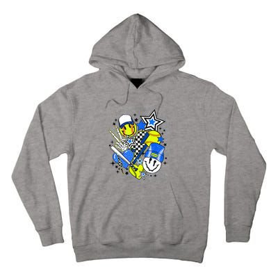 Retro Softball Vibes Funny Softball Smile Face Meme Tall Hoodie