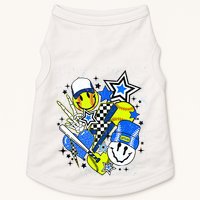 Retro Softball Vibes Funny Softball Smile Face Meme Doggie Tank