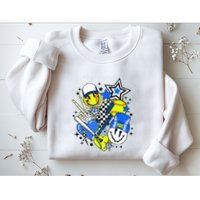 Retro Softball Vibes Funny Softball Smile Face Meme Sweatshirt