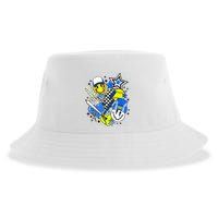 Retro Softball Vibes Funny Softball Smile Face Meme Sustainable Bucket Hat