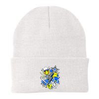 Retro Softball Vibes Funny Softball Smile Face Meme Beanie