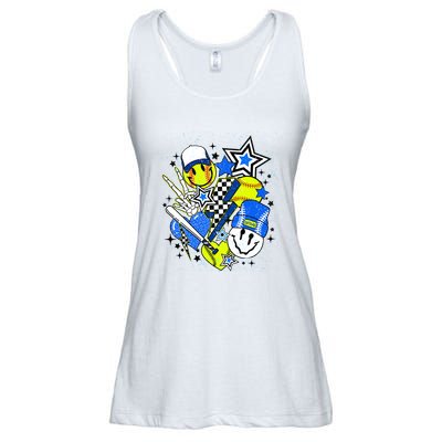Retro Softball Vibes Funny Softball Smile Face Meme Ladies Essential Flowy Tank
