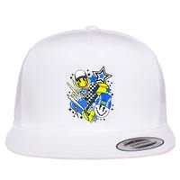 Retro Softball Vibes Funny Softball Smile Face Meme Flatbill Hat