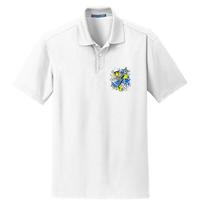 Retro Softball Vibes Funny Softball Smile Face Meme Dry Zone Grid Polo