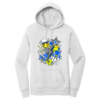 Retro Softball Vibes Funny Softball Smile Face Meme Women's Pullover Hoodie