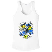 Retro Softball Vibes Funny Softball Smile Face Meme Ladies PosiCharge Competitor Racerback Tank
