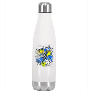 Retro Softball Vibes Funny Softball Smile Face Meme Stainless Steel Insulated Water Bottle