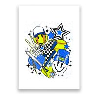 Retro Softball Vibes Funny Softball Smile Face Meme Poster