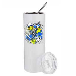 Retro Softball Vibes Funny Softball Smile Face Meme Stainless Steel Tumbler