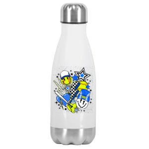 Retro Softball Vibes Funny Softball Smile Face Meme Stainless Steel Insulated Water Bottle