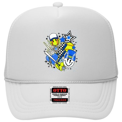 Retro Softball Vibes Funny Softball Smile Face Meme Trucker Hat