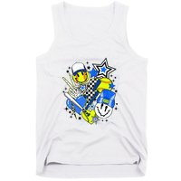 Retro Softball Vibes Funny Softball Smile Face Meme Tank Top