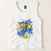 Retro Softball Vibes Funny Softball Smile Face Meme Tank Top