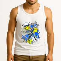 Retro Softball Vibes Funny Softball Smile Face Meme Tank Top