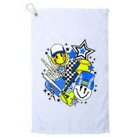 Retro Softball Vibes Funny Softball Smile Face Meme Golf Towel