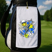 Retro Softball Vibes Funny Softball Smile Face Meme Golf Towel