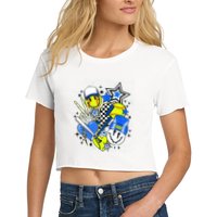 Retro Softball Vibes Funny Softball Smile Face Meme Crop Top