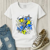 Retro Softball Vibes Funny Softball Smile Face Meme Womens T-Shirt