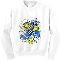 Retro Softball Vibes Funny Softball Smile Face Meme Kids Sweatshirt
