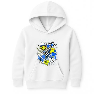 Retro Softball Vibes Funny Softball Smile Face Meme Kids Hoodie
