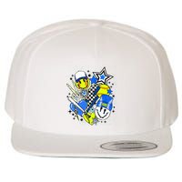 Retro Softball Vibes Funny Softball Smile Face Meme Wool Snapback Cap