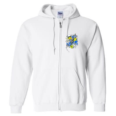 Retro Softball Vibes Funny Softball Smile Face Meme Full Zip Hoodie