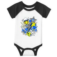 Retro Softball Vibes Funny Softball Smile Face Meme Infant Baby Jersey Bodysuit