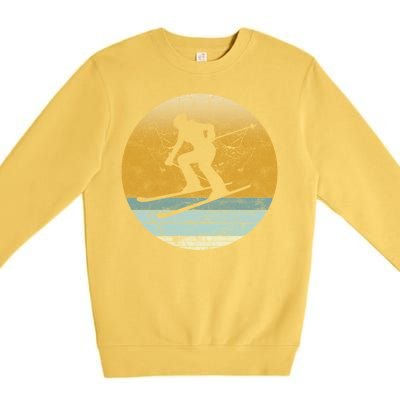 Retro Skiing Vintage Style Sport Ski Gift Funny Gift Premium Crewneck Sweatshirt