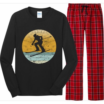 Retro Skiing Vintage Style Sport Ski Gift Funny Gift Long Sleeve Pajama Set