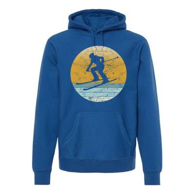 Retro Skiing Vintage Style Sport Ski Gift Funny Gift Premium Hoodie