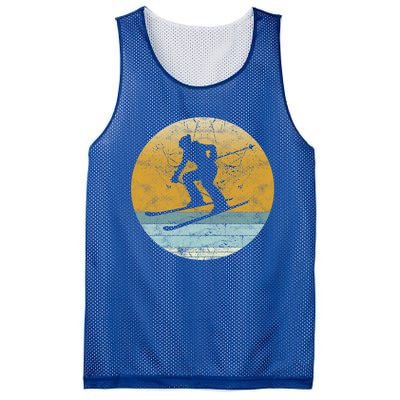 Retro Skiing Vintage Style Sport Ski Gift Funny Gift Mesh Reversible Basketball Jersey Tank