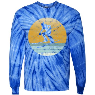 Retro Skiing Vintage Style Sport Ski Gift Funny Gift Tie-Dye Long Sleeve Shirt