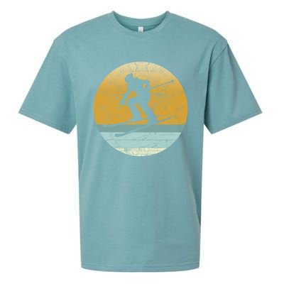 Retro Skiing Vintage Style Sport Ski Gift Funny Gift Sueded Cloud Jersey T-Shirt