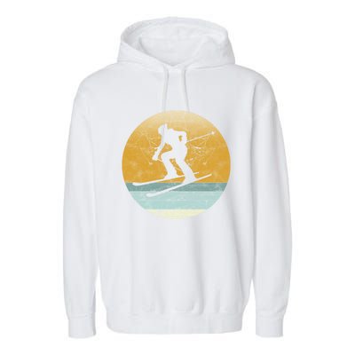 Retro Skiing Vintage Style Sport Ski Gift Funny Gift Garment-Dyed Fleece Hoodie