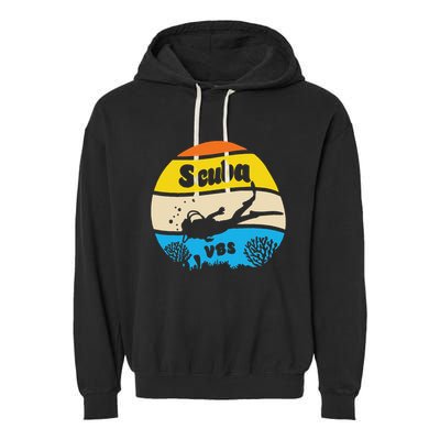Retro Scuba Vbs 2024 Underwater Jesus Christian Bible Gift Garment-Dyed Fleece Hoodie