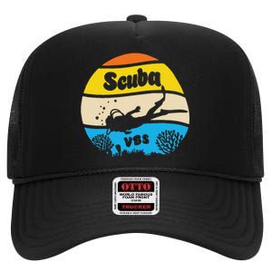 Retro Scuba Vbs 2024 Underwater Jesus Christian Bible Gift High Crown Mesh Back Trucker Hat